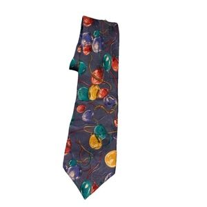 BALLY OF SWITZERLAND MENS TIE 100 % SILK CHRISTMAS BALLS MULTICOLOR‎